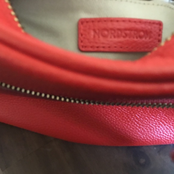 Nordstrom Red Pebble Leather Crossbody Small Dianne Goldtone Hardware - Picture 10 of 16